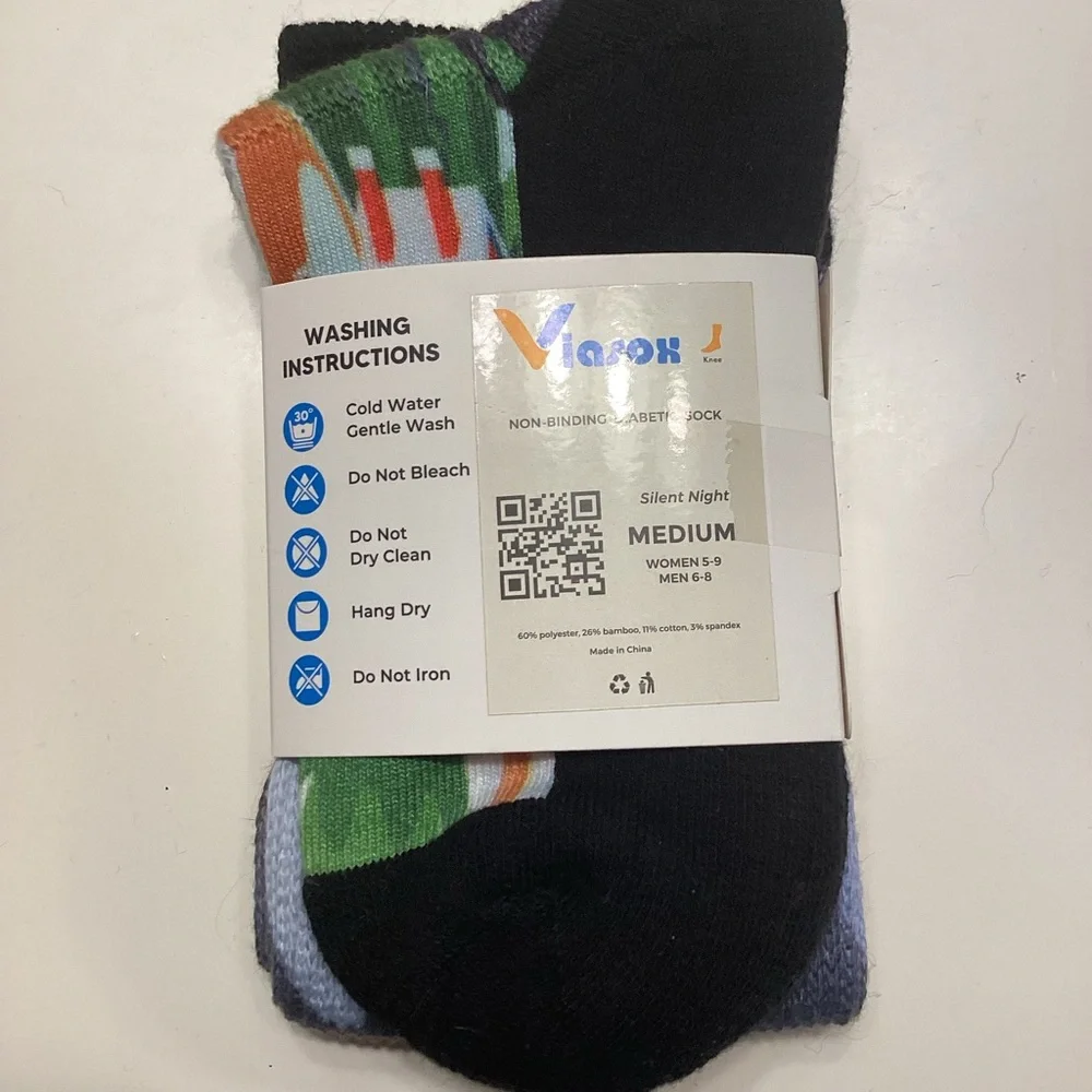 Viasox Diabetic Socks in Silent Night print